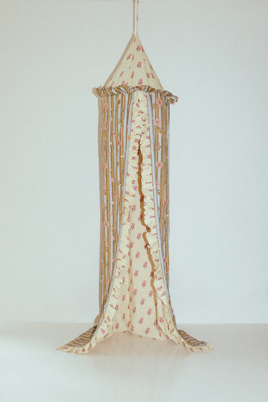 Children’s Bed Canopy - Beige & Blue